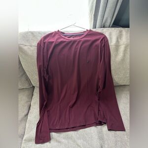 Nautica Men's Long-Sleeve Crew Neck Shirt - Burgundy